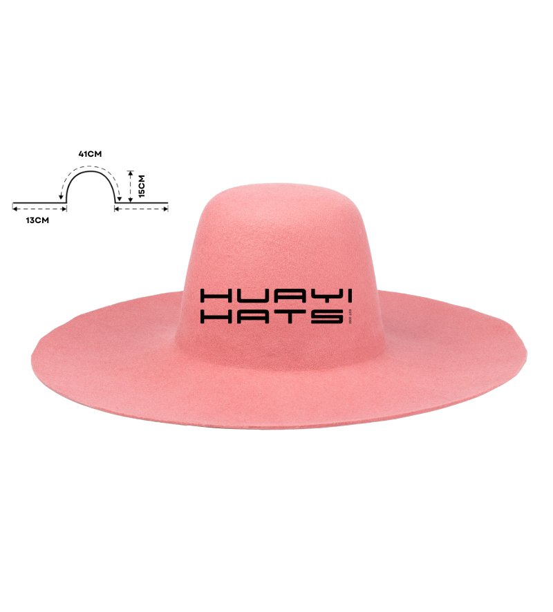 Pink Wide Brim Felt Hat Bodies