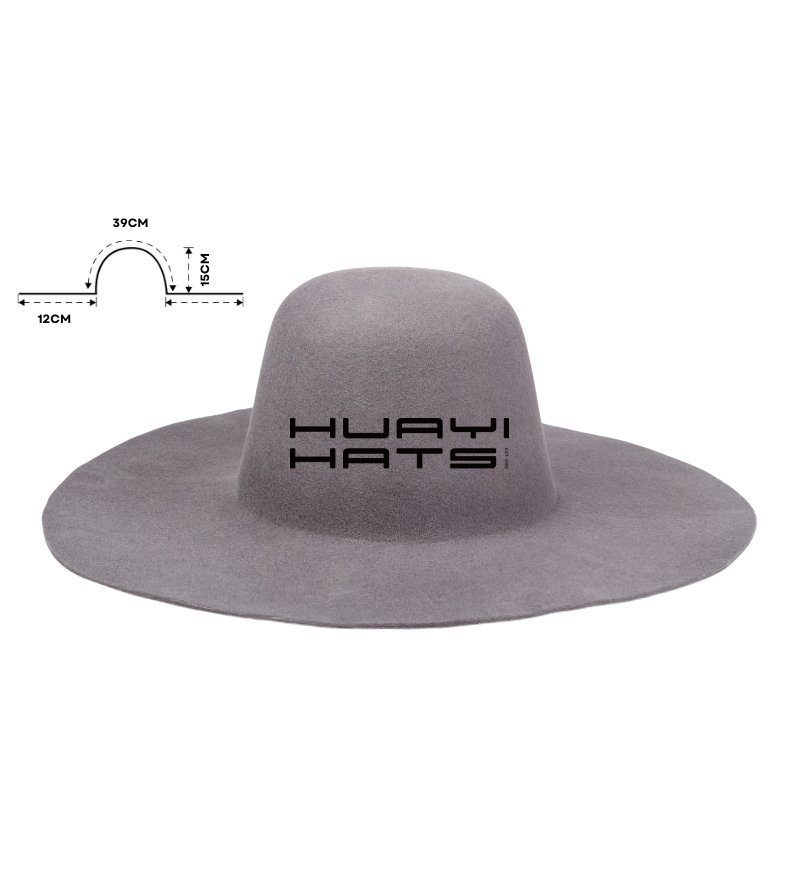 Light Grey Wide Brim Felt Hat Bodies