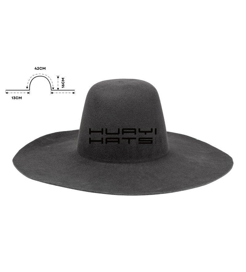 Dark Grey Wide Brim Felt Hat Bodies