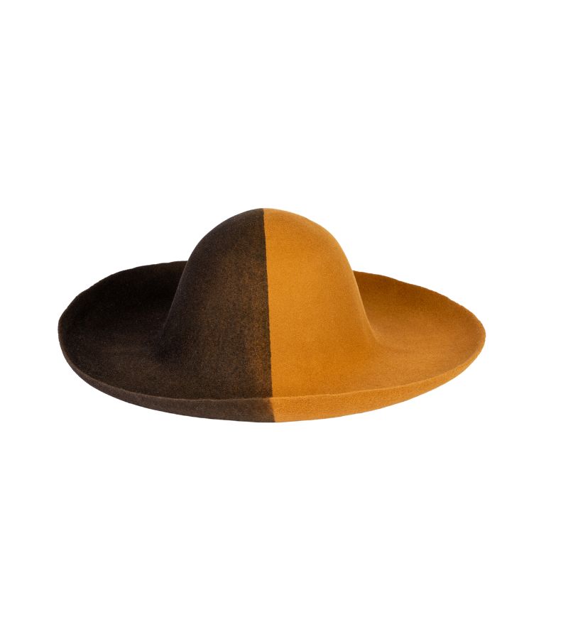 Brown And Black Two-tone Wool Wide Brim Hat Body